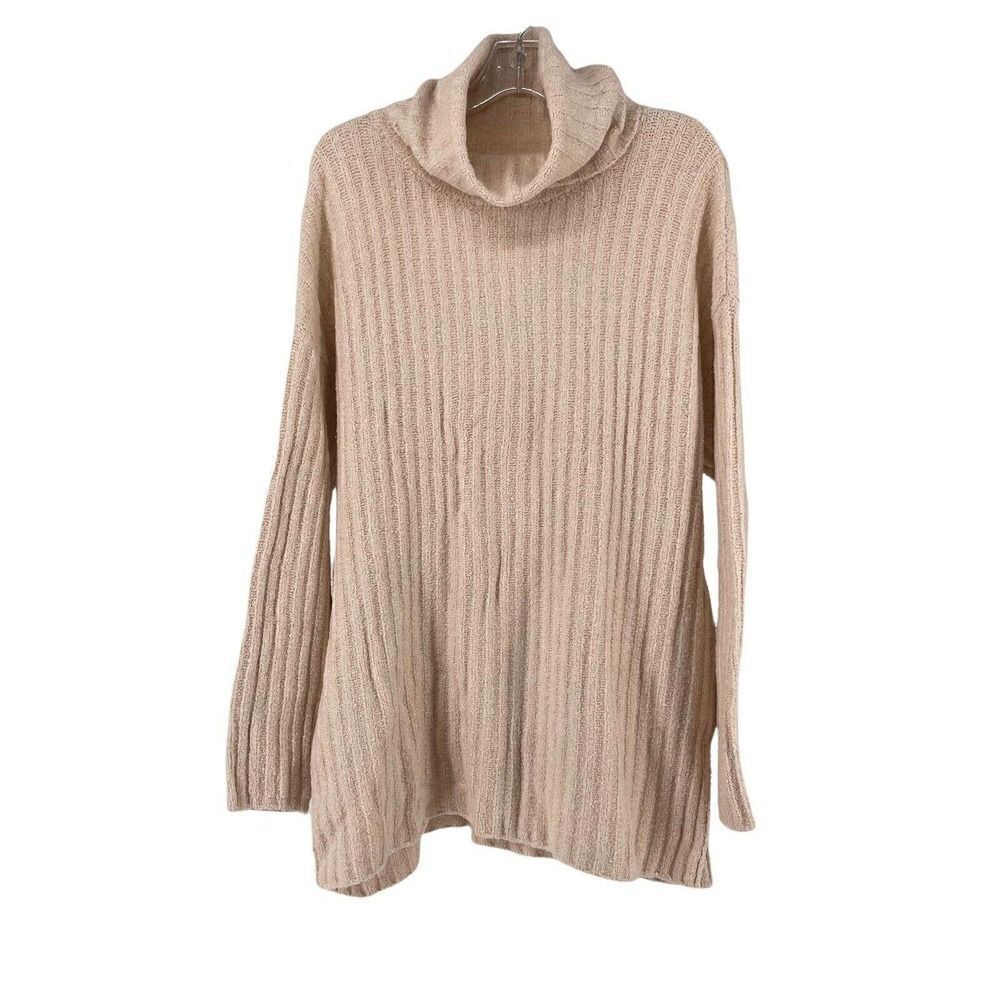 Lou & Grey Loft Ribbed Turtleneck Sweater Cream Ivory Womens Size Large Knit Top